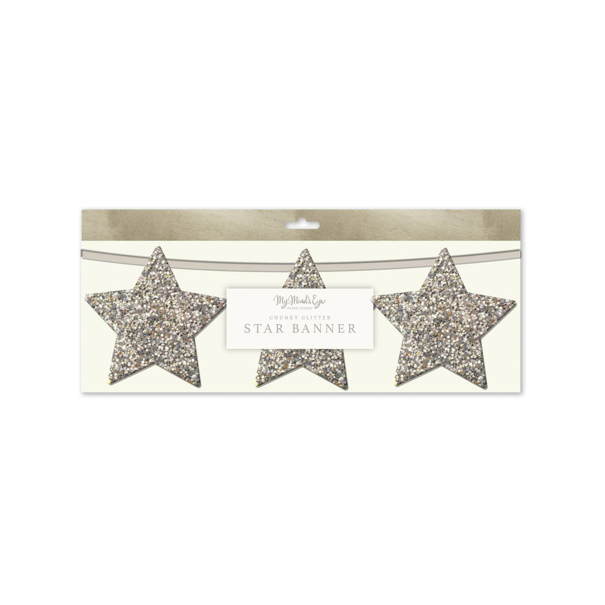 PLHB348 - Chunky Silver Glitter Star Banner