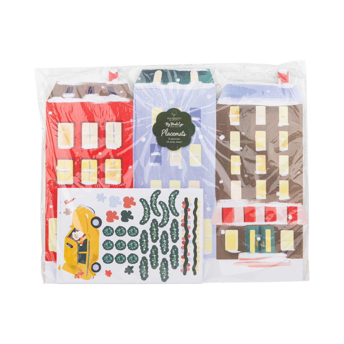 CIT1314 - City Storefront Christmas Placemats with Stickers