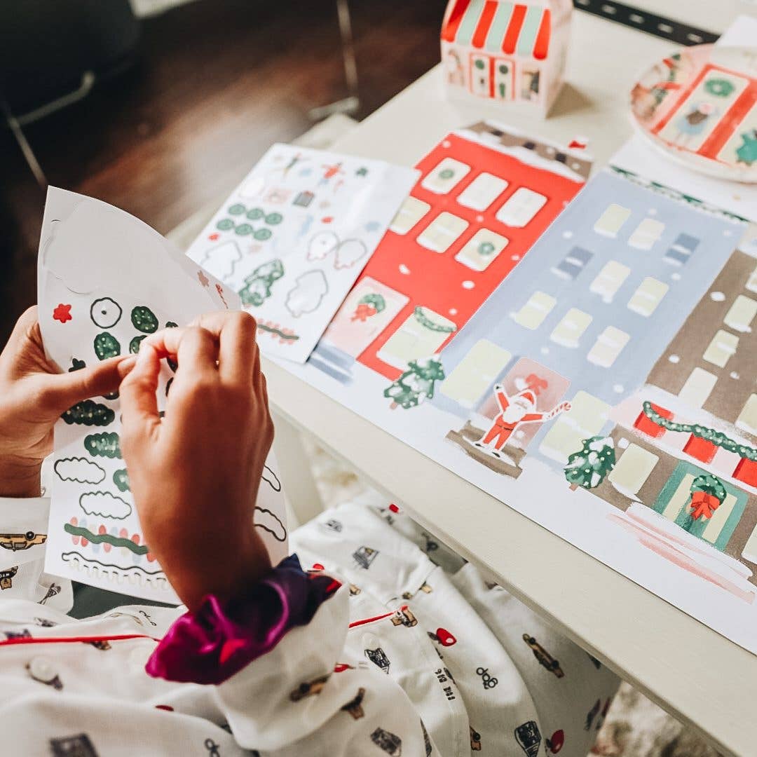 CIT1314 - City Storefront Christmas Placemats with Stickers