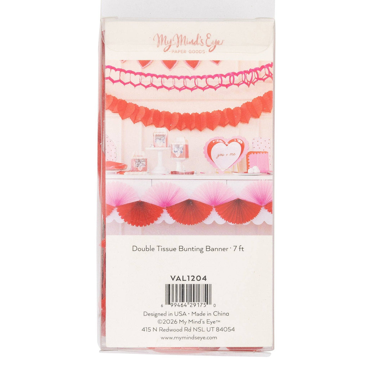 VAL1204 - Pink and Red Double Tissue Bunting Banner