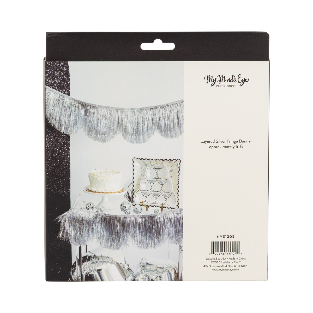 NYE1302 - Silver Mylar Fringe Double Banner