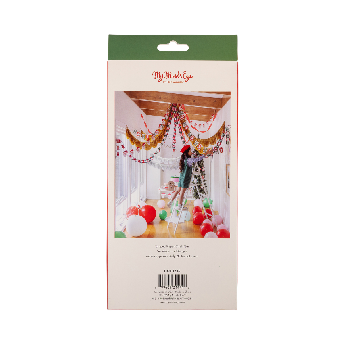 HOH1315 - Red, Pink and Green 20ft Christmas Paper Chains