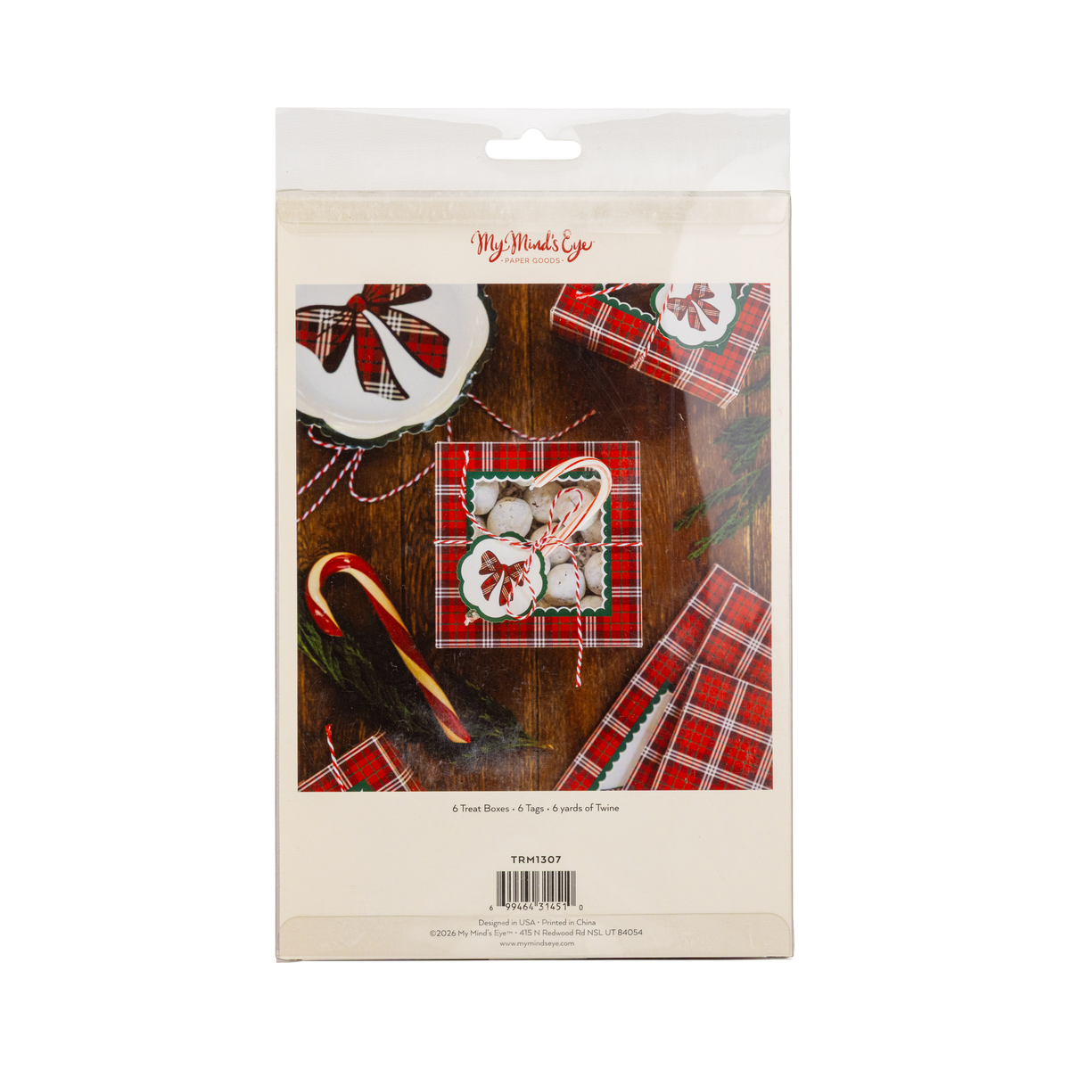 TRM1307 - Red Plaid Christmas Paper Cookie Boxes