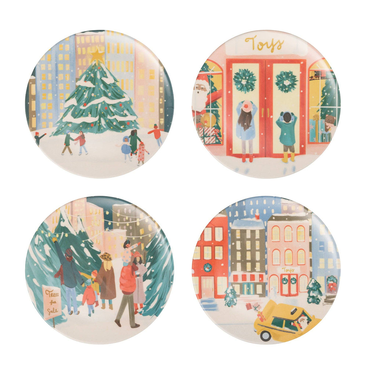 CIT1340 - City Christmas Scene 8" Bamboo Plates