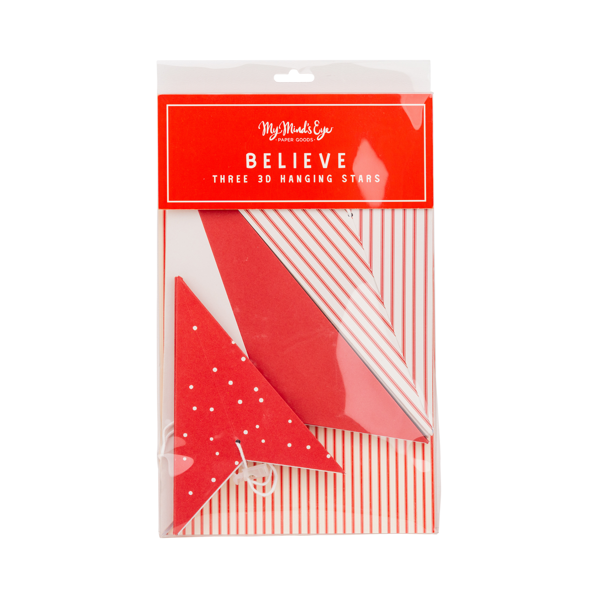 BEC1305 - Red and Cream Hanging Christmas Star Set