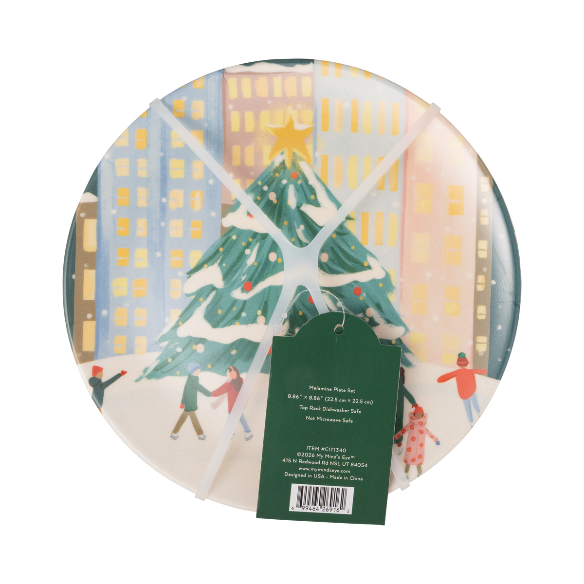 CIT1340 - City Christmas Scene 8" Bamboo Plates
