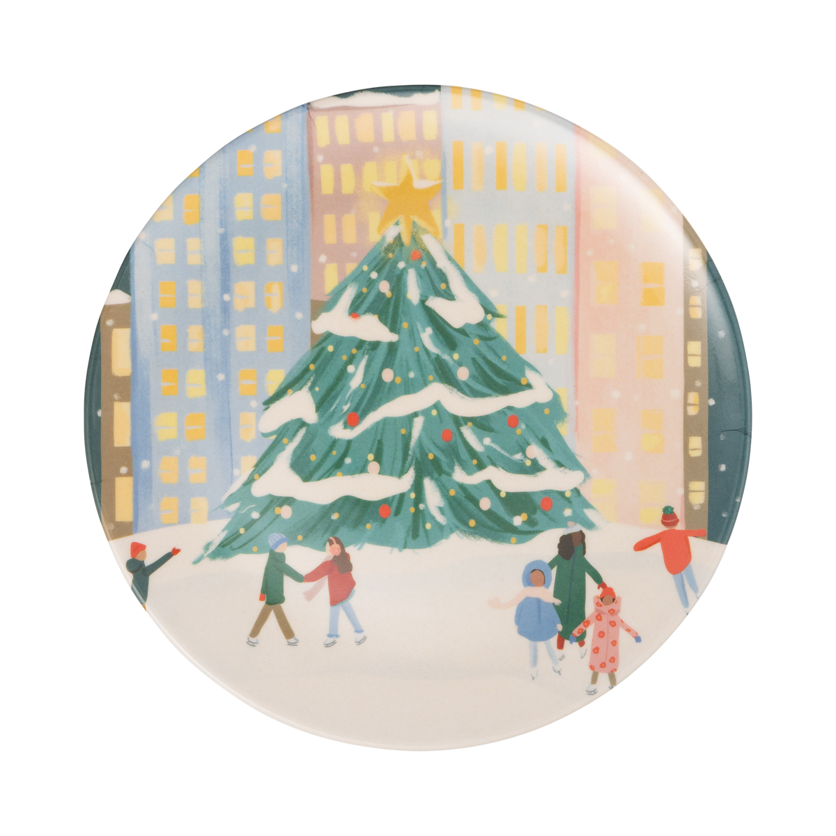 CIT1340 - City Christmas Scene 8" Bamboo Plates