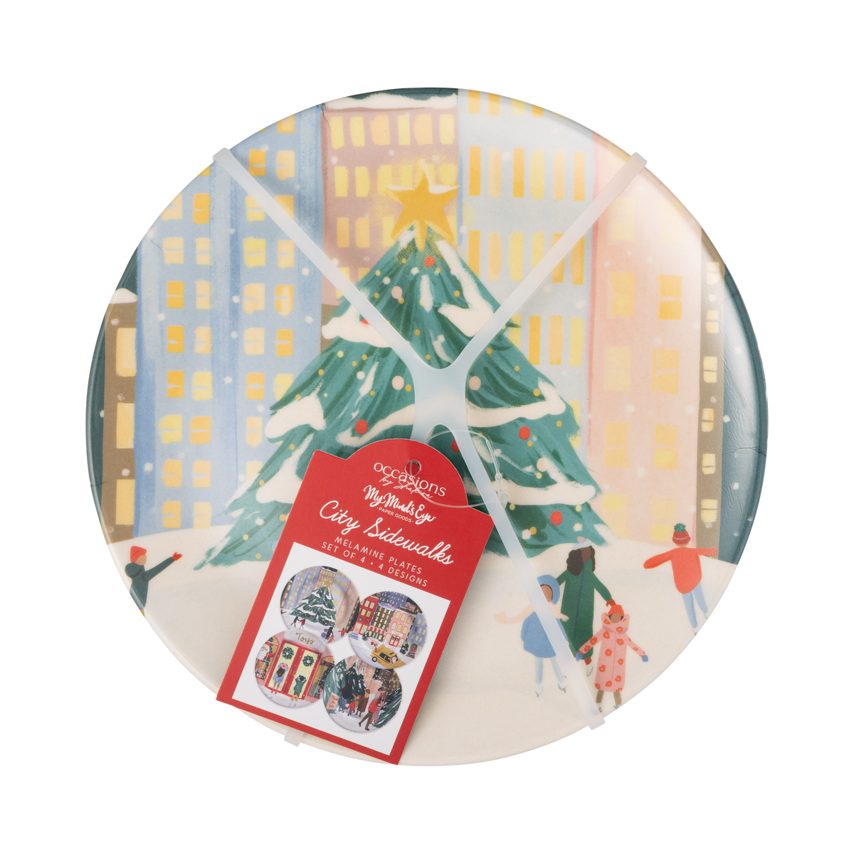CIT1340 - City Christmas Scene 8" Bamboo Plates