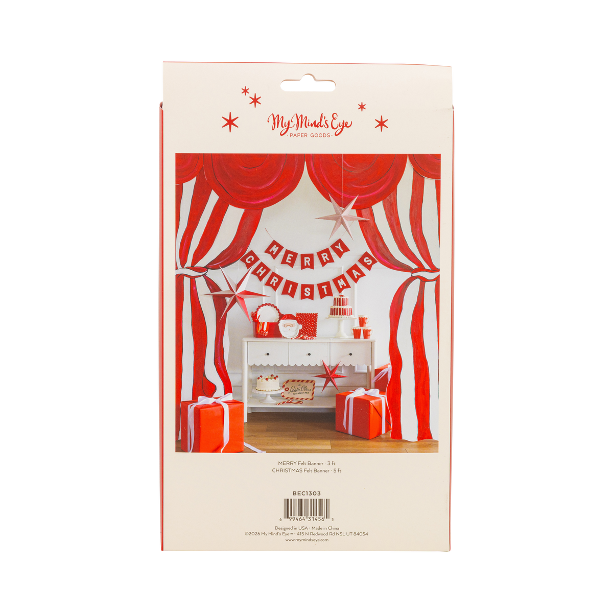 BEC1303 - Merry Christmas Red Felt Banner Set