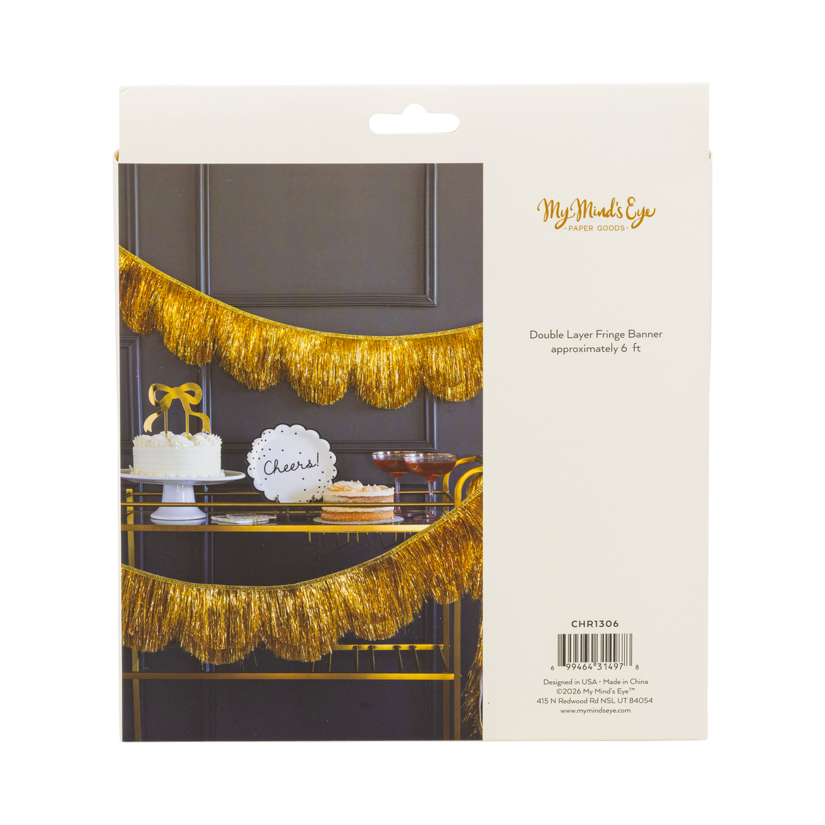 CHR1306 - Gold Scalloped Tinsel Banner 6ft