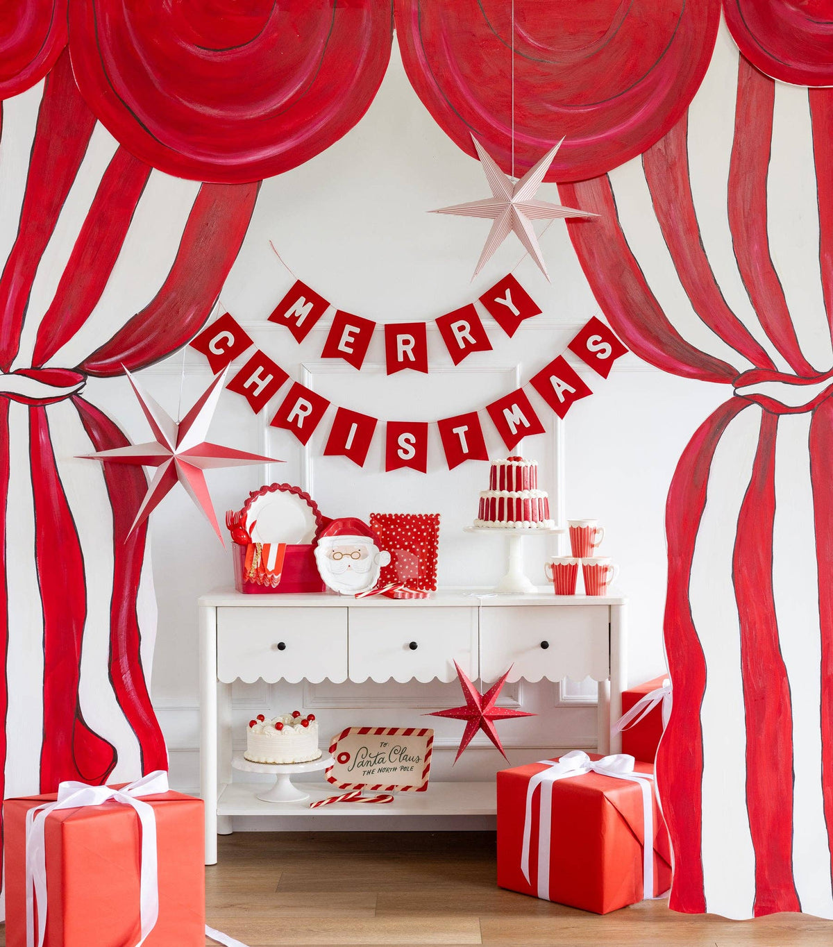 BEC1303 - Merry Christmas Red Felt Banner Set