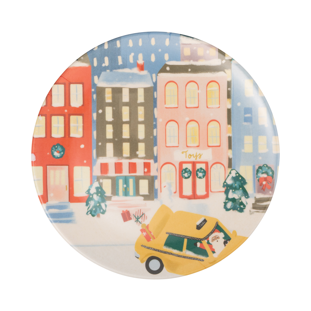 CIT1340 - City Christmas Scene 8" Bamboo Plates